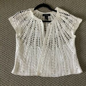 White Crochet Short Sleeve Cardigan